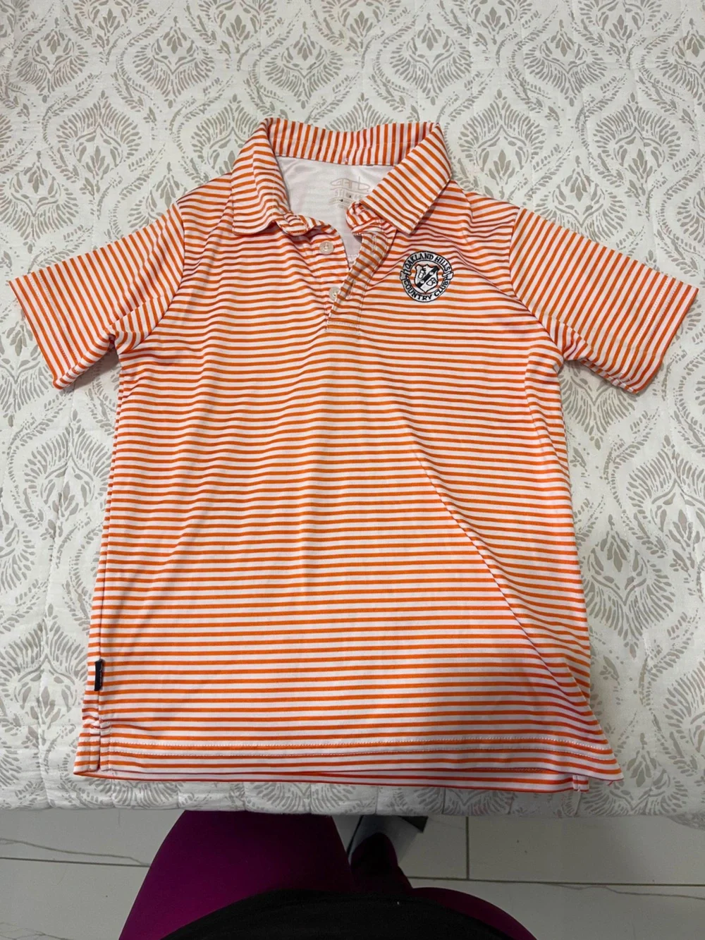 GAP Orange and White Striped Polo Shirt